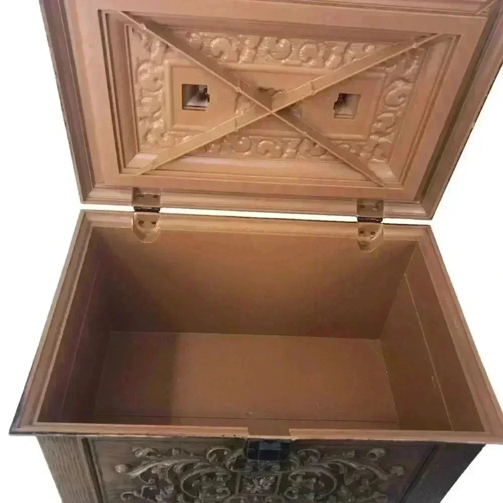 Vintage 1970s Max Klein Sewing Box – Faux Wood Plastic Storage Chest USA Made